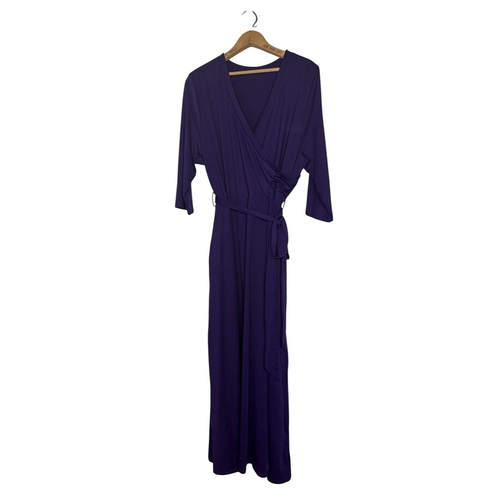 Purple‎ Belted Crossover Maxi Dress size 2XL tie waist